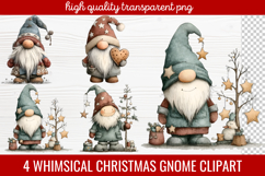 4 Whimsical Christmas Gnome Clipart | Cute Holiday Gnome PNG Product Image 1