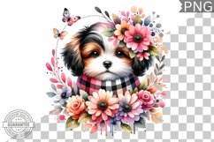 Dog With Flowers Sublimation - Clipart PNG Design Product Image 1