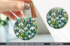 Flower Keychain Sublimation - Spring Keychain PNG Design Product Image 1