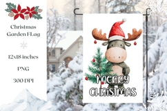 Watercolor Christmas Moose Garden Flag Template Product Image 1