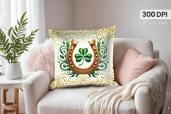 Lucky Horseshoe and Shamrock Pillow PNG Sublimation Design Product Image 1