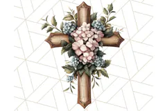Faith Cross PNG with Flowers, Watercolor Religious Art Print Product Image 2