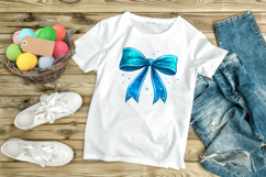 Neon Blue Glow Coquette Bow Clipart, neon blue bow Product Image 9