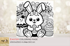 Easter Bunny Coloring Pages for Kids, Easter png Product Image 1