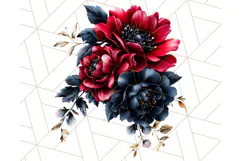 Gothic Floral PNG, Dark Aesthetic Flowers Clipart Print Product Image 2