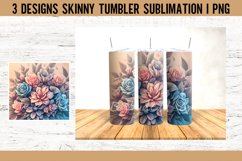 Flowers 3D Tumbler Sublimation PNG I Tumbler Wrap Product Image 2