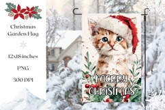 Merry Christmas Garden Flag, Christmas Cat Garden Flag Product Image 1