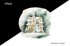 Green Snowman Clipart, Gold and Emerald Chistmas Clipart Product Image 1