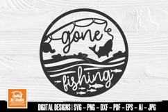Gone Fishing SVG, Funny Fishing Round Sign Product Image 1