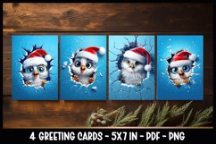 Owl peeking out of a cracked ice I Greeting Cards Product Image 2