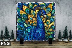 Stained Glass Peacock - Square Sublimation Slate Design Product Image 1