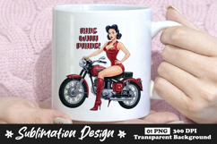 Ride With Pride Vintage Pinup Motorcycle Sublimation PNG Product Image 1
