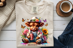 Moody Highland Cow PNG, Floral Soda Cup Sublimation Product Image 9