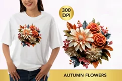 Autumn flowers clipart, Autumn flowers sublimation Product Image 1
