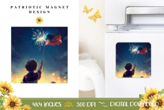 4th of July Magnet Design, Glitter Magnet Sublimation Product Image 1