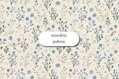 Blue Wildflower Seamless Pattern on Soft Neutral Background Product Image 1