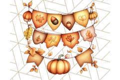 Fall Dinosaur PNG Clipart with Autumn Elements, Cute Dino Product Image 2