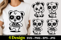 Stylish Panda Cartoon SVG PNG Product Image 1