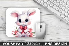 Valentine Bunny Sublimation Mouse Pad PNG Design Product Image 1