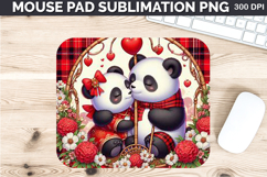 Watercolor Panda Mouse Pad Sublimation - Valentines PNG Product Image 1
