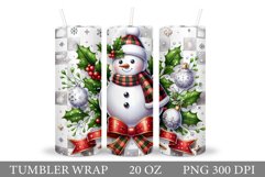 Cute Snowman Tumbler. Christmas Snowman Tumbler Sublimation Product Image 1
