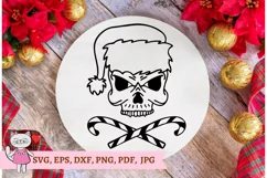 Skull Santa hat with svg, christmas shirt for man svg Product Image 5