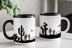 Arizona Desert svg, Cactuses silhouette Clipart svg, png cut Product Image 3