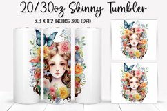 Rainbow Butterfly and Flowers - Tumbler Sublimation Design Product Image 1