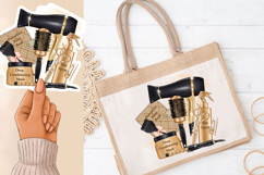 Luxury Hair Salon Sublimation PNG Black Gold Design Clipart Product Image 9