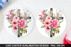 Bouquet And Easter Cross flowers -Coaster Sublimation Design Product Image 1