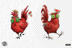 Whimsical Summer Chicken Png Clipart Product Image 1