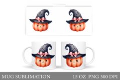 Cute Pumpkin Mug Sublimation. Cute Halloween Mug Wrap Design Product Image 1