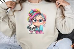 Colorful Girl Dog Clipart PNG Product Image 1