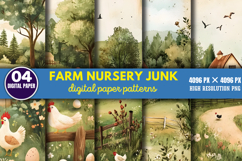 Farm Nursery Junk Journal Digital Paper Pattern PNG Product Image 1