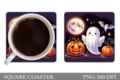Cute Ghost Coaster Design. Halloween Sublimation Product Image 1