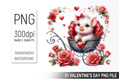 Valentine&#039;s Cute Pig Clipart PNG, Pig Graphic For Crafts Product Image 1