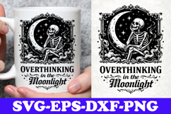 Overthinking in the Moonlight Skeleton Night SVG Design Product Image 1