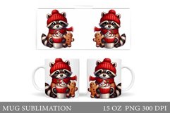 Christmas Raccoon Mug Design. Christmas Mug Sublimation Product Image 1