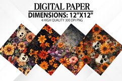 Halloween Flowers Digital Paper - Halloween Background Product Image 1