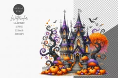 Halloween clipart, Halloween house clipart, Autumn clipart Product Image 1