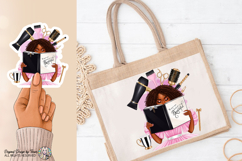 Beautiful Hair Stylist PNG Black Woman Reading Book Design Product Image 8