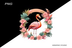 Pink Flamingo Clipart, Tropical Clipart, Bird Clipart Product Image 1