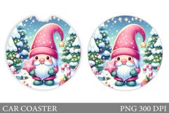 Cute Gnome Car Coaster. Christmas Car Coaster Sublimation Product Image 1