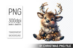 Cute Christmas Reindeer, Christmas Clipart PNG File Product Image 1