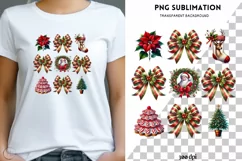 Preppy Coquette Christmas PNG | Red Green Bow Design Product Image 1