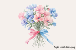 Sweet Pea Flower Watercolor Clipart PNG Product Image 1