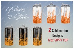 2 Orange Fire Sublimation Patterns - 12 oz Sippy Cup. Product Image 1