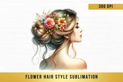 flower hair style sublimation, hair style woman clipart Product Image 12