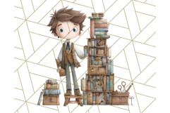 Whimsical Library Clipart with Cozy Readers and Books Product Image 2