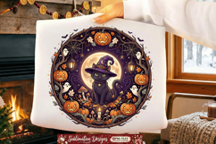 Spooky Pumpkin Moon Cat Sublimation Design | Halloween png Product Image 2